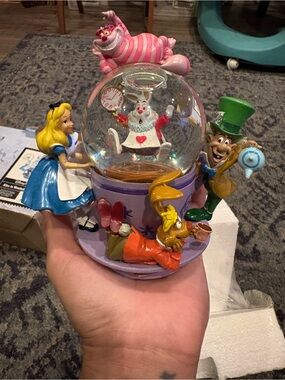 Disney Purple & Cream Alice in Wonderland Snow Globe Boxed Decor